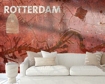 Waterkaart Rotterdam van Frans Blok - foto's, kunst en andere wanddecoratie