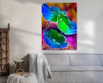 Tulpen blauw-groene abstract van Marion Tenbergen