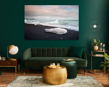 Ice floes on the lava beach at Jokulsarlon by Menno Schaefer