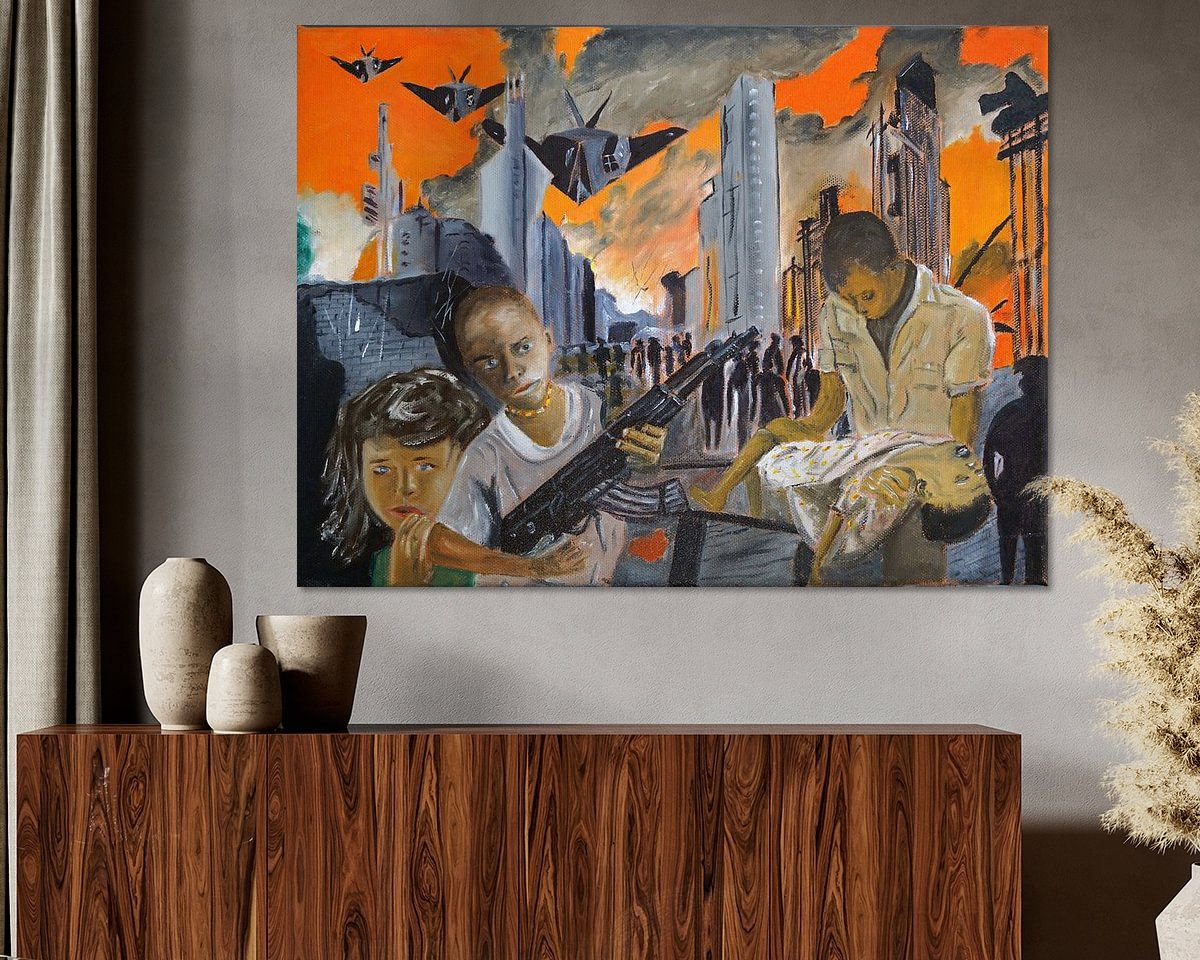 Voorbeeld van het werk in een kamer