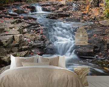 Stromende beek tussen de rotsen in Acadia National Park in de herfst, Verenigde Staten van Nature in Stock