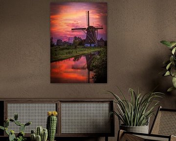 Windmühle bei Sonnenuntergang 