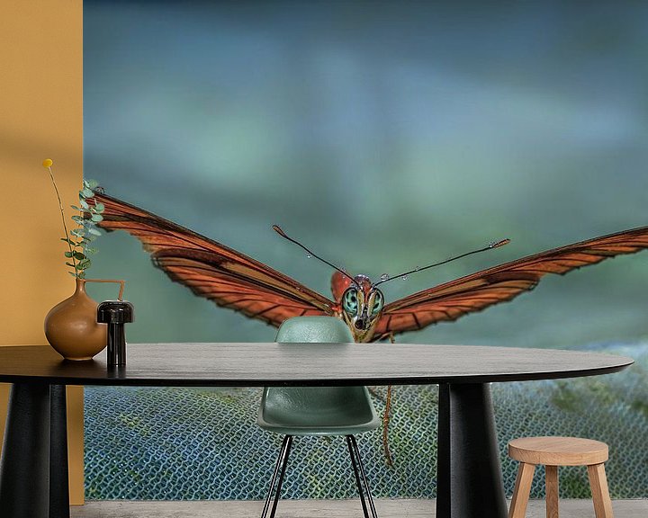 Sfeerimpressie behang: Passiebloemvlinder 2 van Tim Abeln