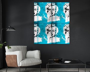 Marilyn Monroe lichtblauwe collage  van Felix von Altersheim
