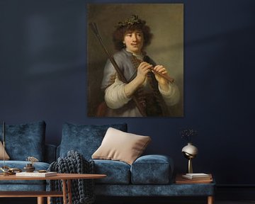 Rembrandt als herder met staf en fluit, Govert Flinck