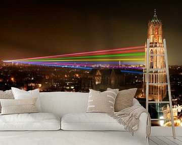 Sol Lumen - Laser Kunstwerk von Uithof zum Dom Tower in Utrecht von Chris Heijmans