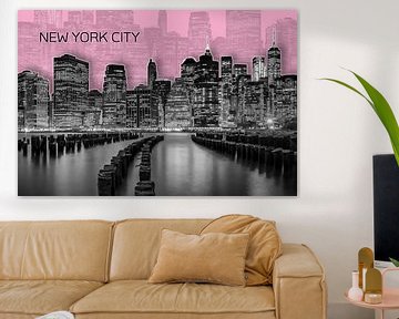 Skyline van MANHATTAN | Grafische Kunst | roze