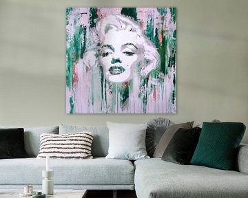 Marilyn Monroe Abstrakt Green Pop Art van Felix von Altersheim