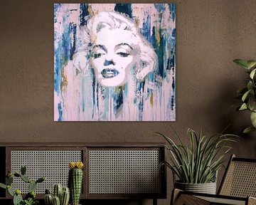 Marilyn Monroe Abstrakt Blue Pop Art van Felix von Altersheim