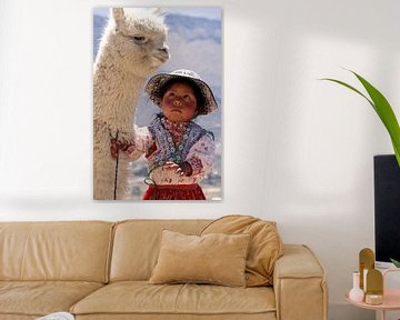 Peruvian Girl with her Alpaca by Gert-Jan Siesling