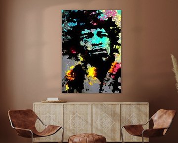 Jimi Hendrix Splash Colourful  van Felix von Altersheim