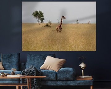 Giraffe in the savannah by Jim van Iterson