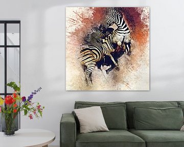 Kämpfende Zebras von Minelle Chevalier