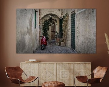Vespa in alley by Yvonne van der Meij