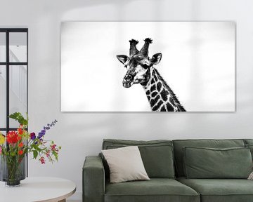 Giraffe in zwart en wit van Marit van de Klok