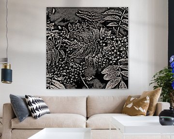 Abstract Autumn Berries In Black And White van GittaGsArt