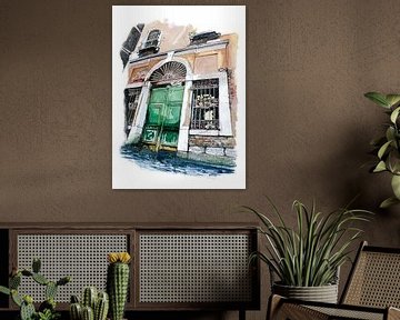 Alte Tür in Venedig | Aquarellmalerei