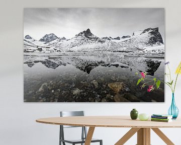 Panoramisch uitzicht op het eiland Senja in Noord-Noorwegen tijdens een koude winterdag. van Sjoerd van der Wal Fotografie