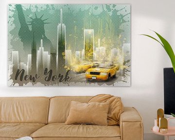 Grafische Kunst in NEW YORK Mix No. 6 | groen en geel | spatten van Melanie Viola