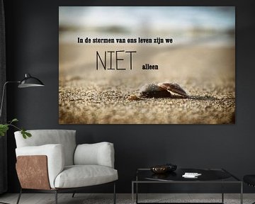 In de stormen van ons leven zijn we niet alleen - strand -  christelijke tekst 