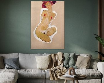 Egon Schiele. Buecken weiblicher nackt