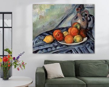 Paul Cézanne - Fruit en een kruik op een tafel