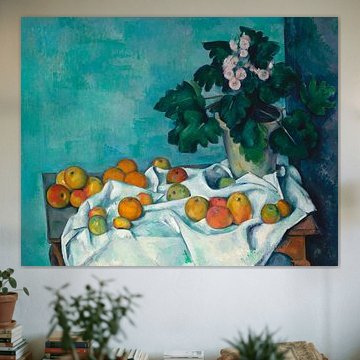 Paul Cézanne. Stilleben mit Äpfeln und einem Topf von Primeln