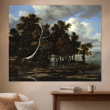 Jacob van Ruisdael. Oaks at a lake with Water Lilies