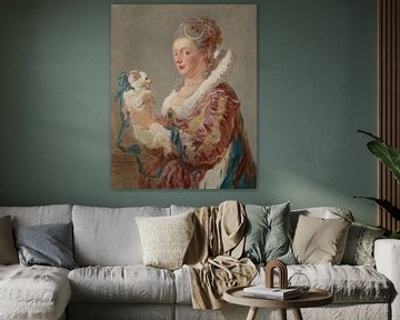 Jean-Antoine Watteau Eine Frau mit einem Hund