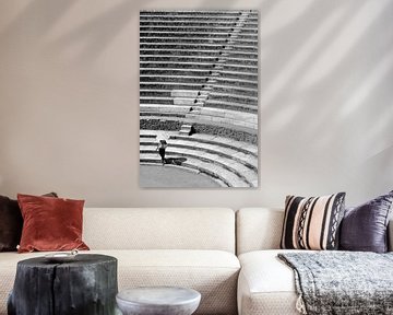 Stairs in Pompeii black and white photography