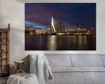 Wolkenlandschaft Erasmusbrücke Rotterdam von Charlene van Koesveld