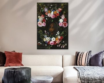 Girlande von Blumen um eine Büste von Flora - Jan Philip van Thielen