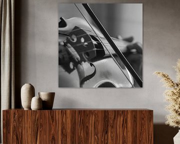 close-up van viool in zwart wit - violin in black and white van Bianca Muntinga