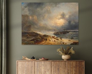 Schipbreuk op een rotsachtige kust - Wijnand Nuijen