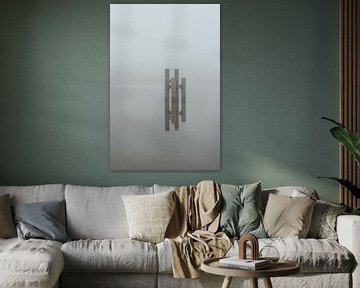 Meerpaal, baken bij mist. Hasselt aan het Zwartewater