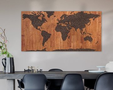 Carte du monde en grains de café