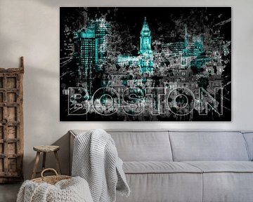 Pop Art in BOSTON Skyline | turquoise van Melanie Viola