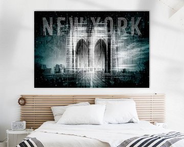 City Art Brooklyn Bridge in Detail | turquoise 