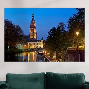 Night photograph of the Great Church of Breda by Anton de Zeeuw