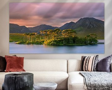 Coucher de soleil dans le Connemara à Derryclare Lough, Irlande sur Henk Meijer Photography