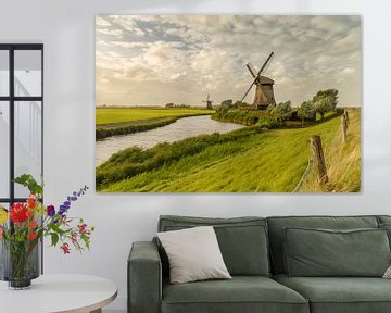 Typical Dutch Windmill in a polder 