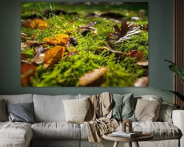 Grüner Teppich mit Herbstfarben