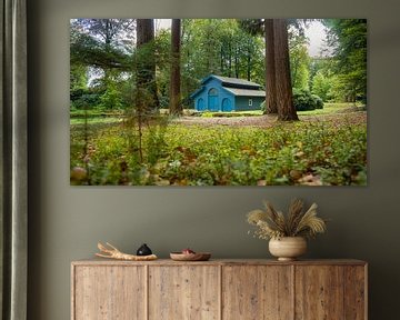 Blue Royal Bootshaus im Wald von Fotografiecor .nl