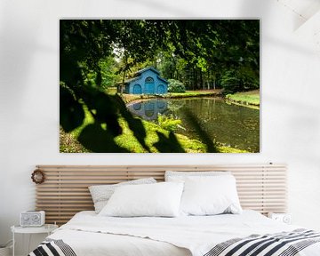 Autumn forest cabin for boats in the woods  by Fotografiecor .nl
