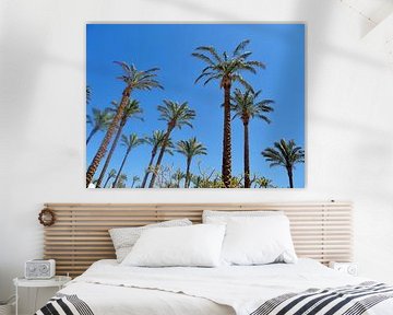 palm bomen in helder blauwe lucht van Marleen De Wandeleer