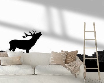 Red deer in silhouette (buck) by Sjoerd de Hoop