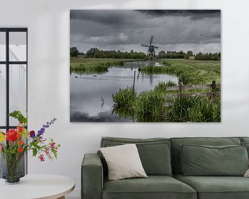 Moulin dans le paysage néerlandais