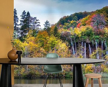 Autumn Colours. Waterfalls at the Plitvice Lakes, Croatia by Rietje Bulthuis