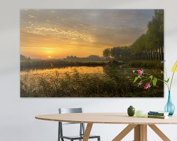 Gouden zonsopkomst in Nederland van Jos Pannekoek
