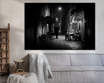 Venetië bij nacht in zwart-wit